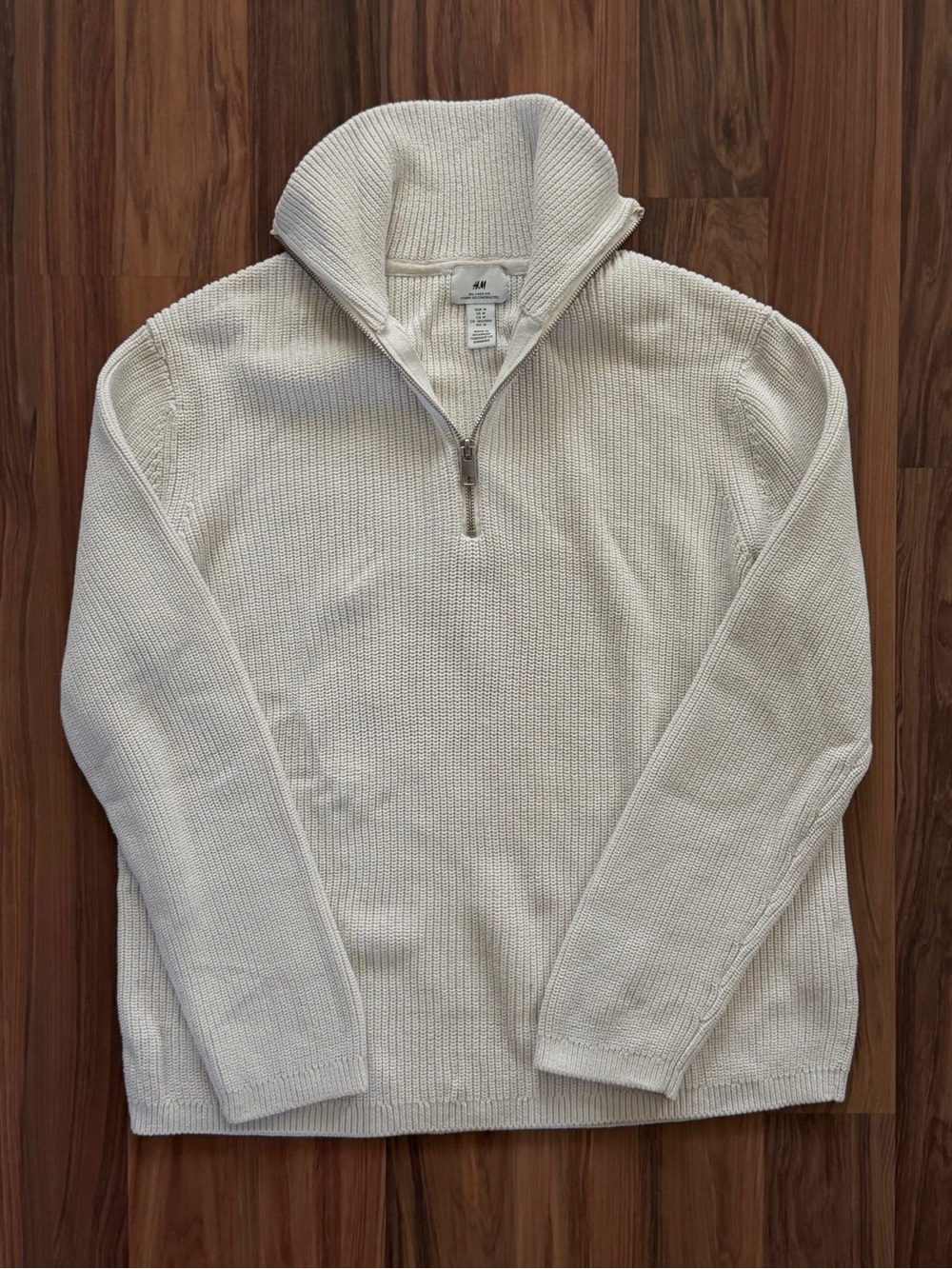 H&M Men’s Cream Half-Zip Knit Pullover
